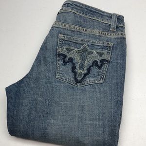 PREMIUM VINTAGE SUZY BLUE MIDRISE WIDE BOOT JEANS 6/28x30 ⭐️